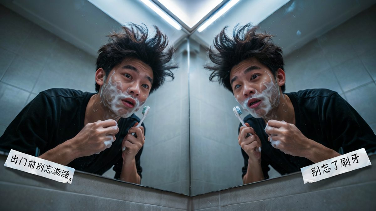 灵魂还在床上，身体已经在刷牙了……