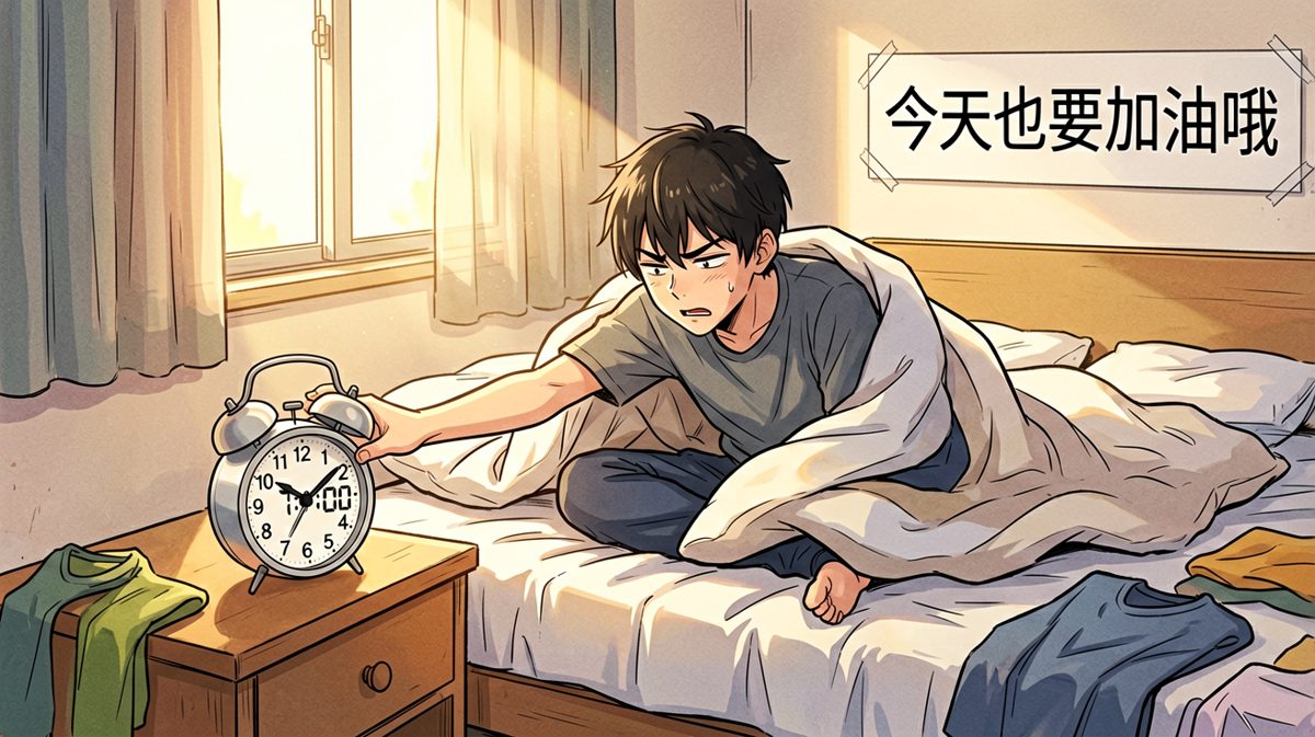 闹钟响了，按下继续睡！