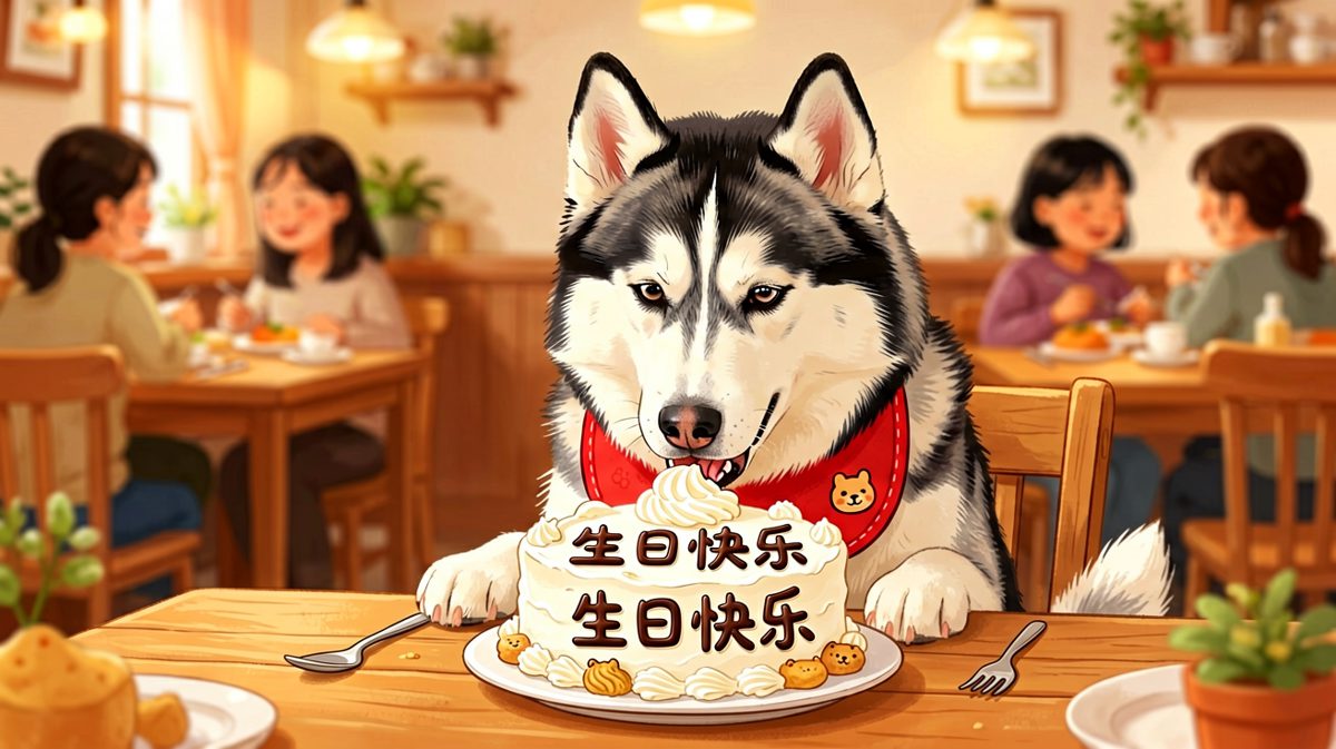 二哈：没想到我生日比主人都过了，这蛋糕还挺好吃！