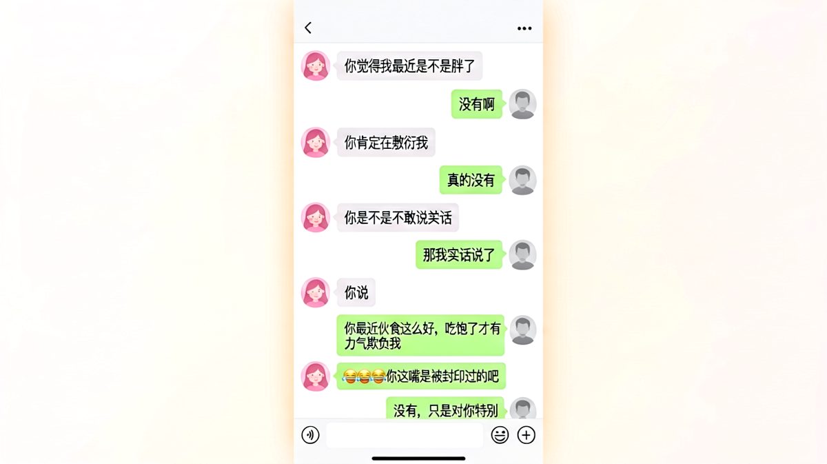 '胖了吗'经典难题：男生用一句话既回答了问题又撩到了人。