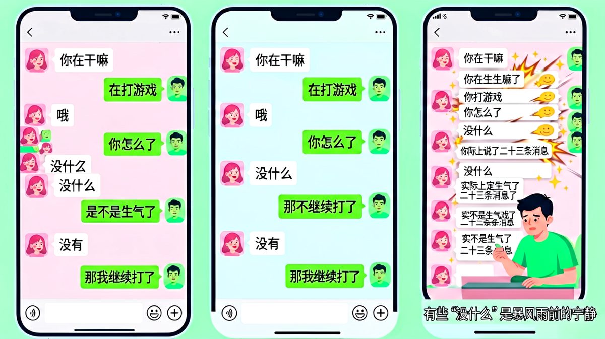 女生说'没什么'的时候，其实是暴风雨来临的前兆。