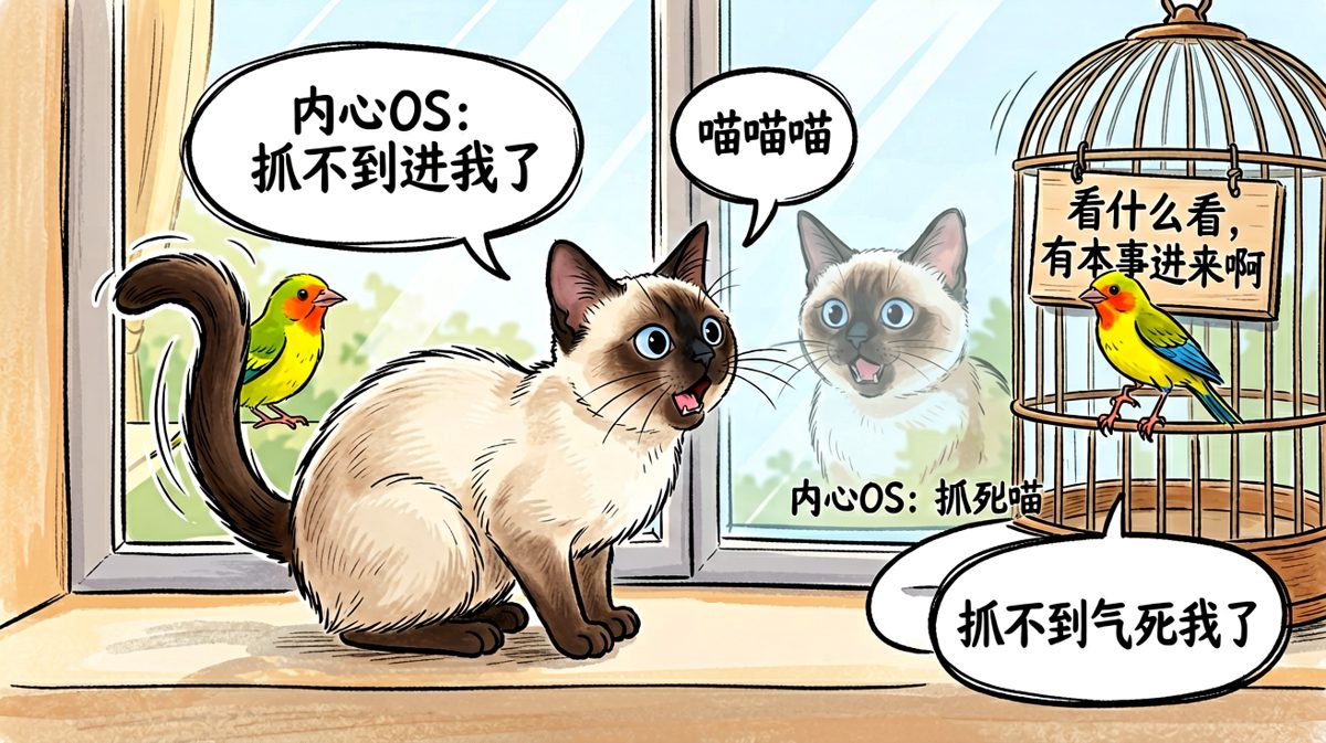 【隔窗斗智】窗外有鸟，心中燃烧着捕猎的火焰，然而……只能看看而已