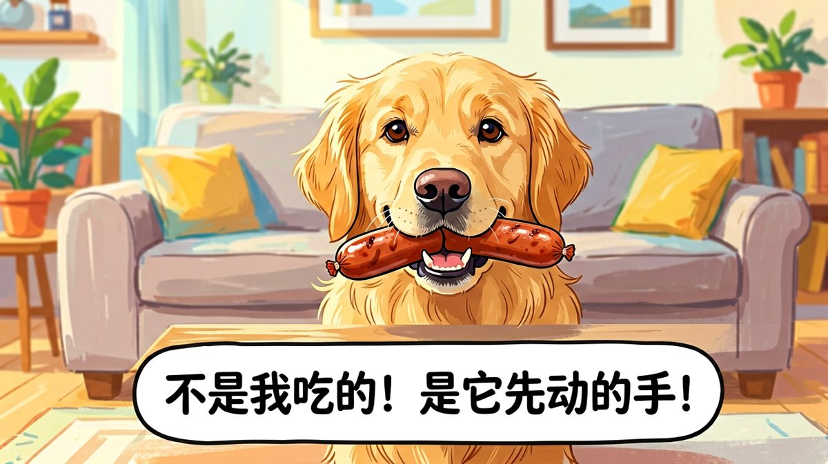狗：不是我吃的，是香肠先动的手！