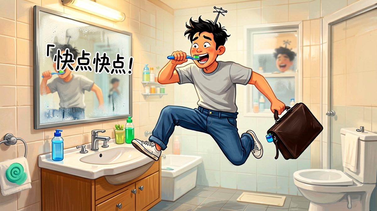 第三回合：人生 fastest pace，刷牙穿裤同步进行