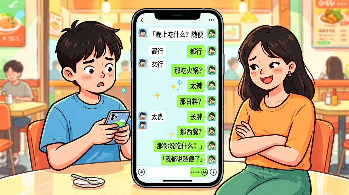 「随便」是两个字的最高难度陷阱，直男至今未能通关。
