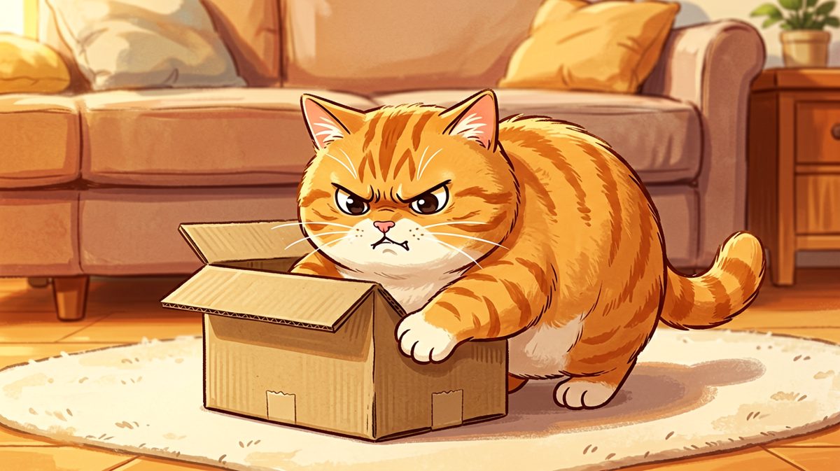 猫咪：只要我够努力，这个盒子就一定能装下我！