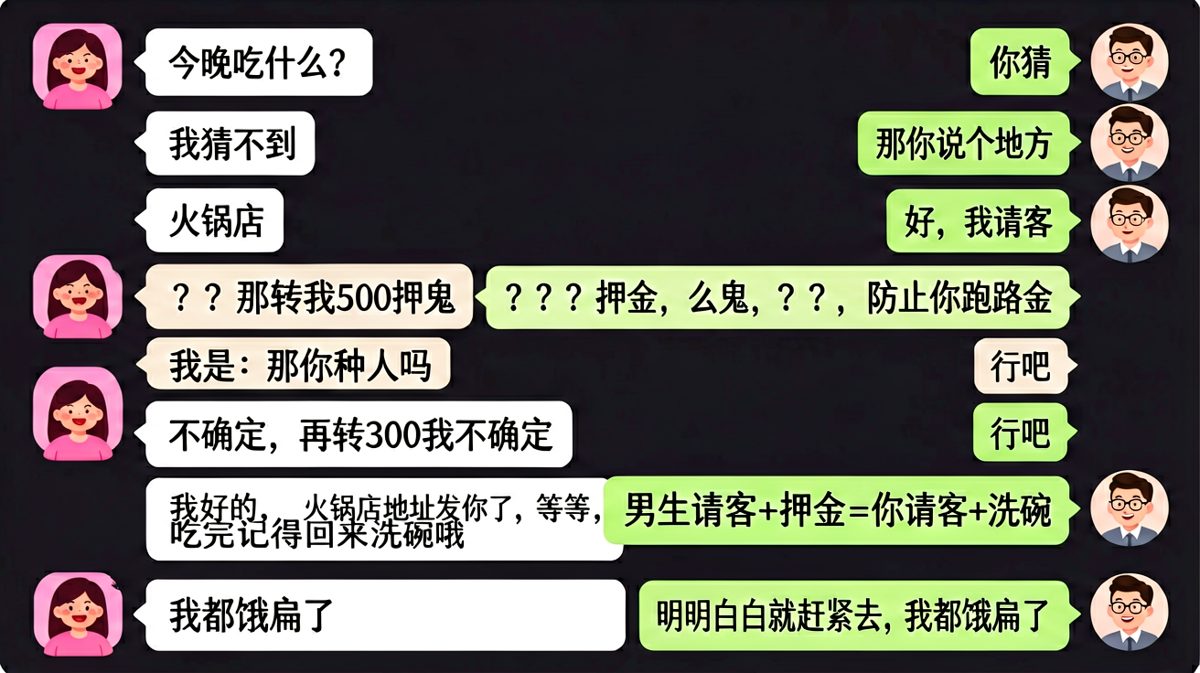 男生以为请客吃饭，结果被套路付了押金还要洗碗