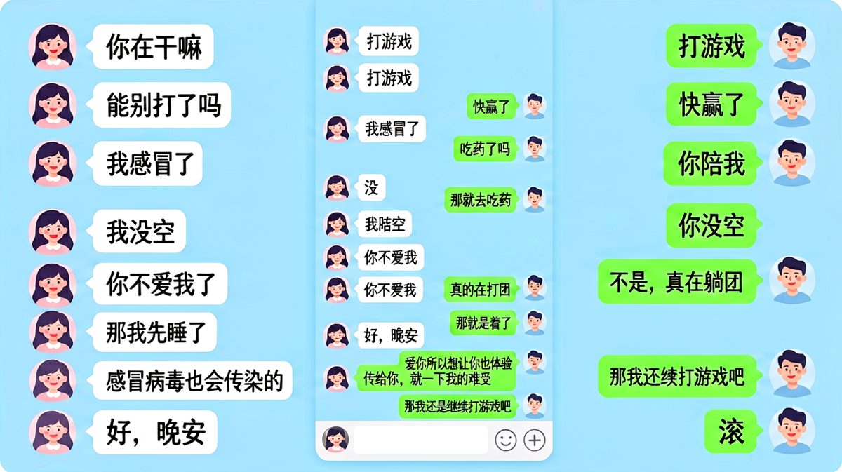 女生用生病套路男生，结果被逻辑反杀