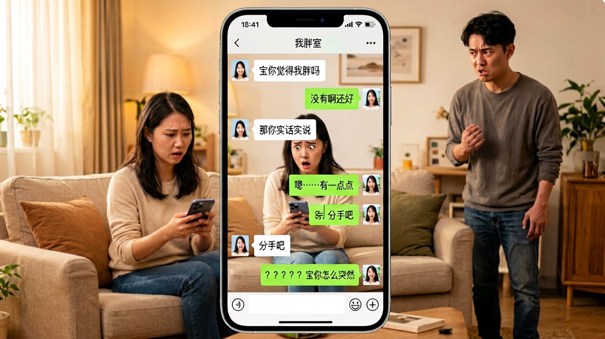 经典送命题现场：男生回答完'有一点点'后，女生直接甩出分手两个字