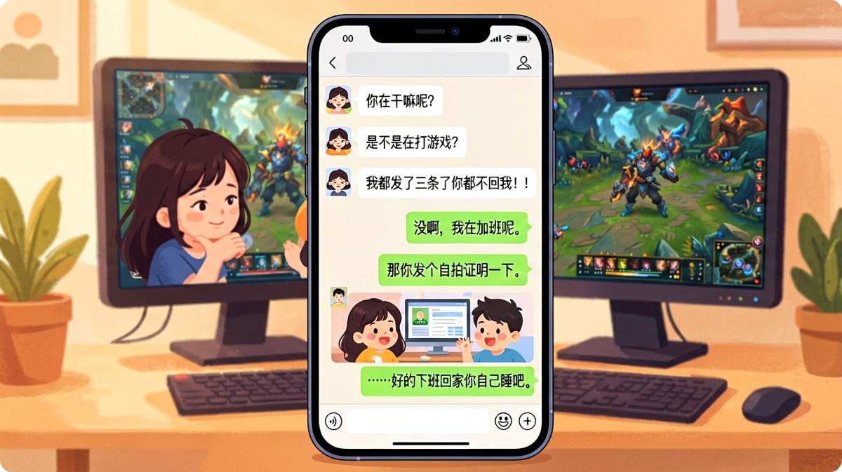 男友假装加班实则开黑，自拍照秒变铁证现场