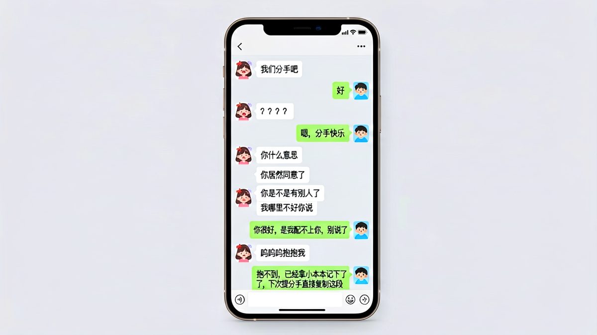 提分手被秒答应，男生还存了模板