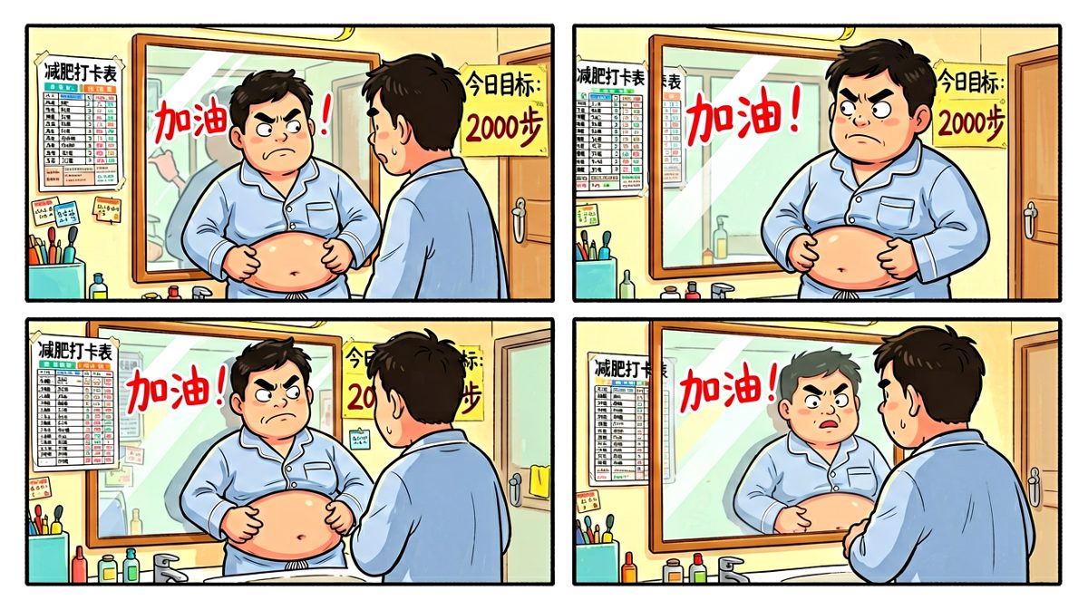 第一天，对着镜子里的自己立下雄心壮志。