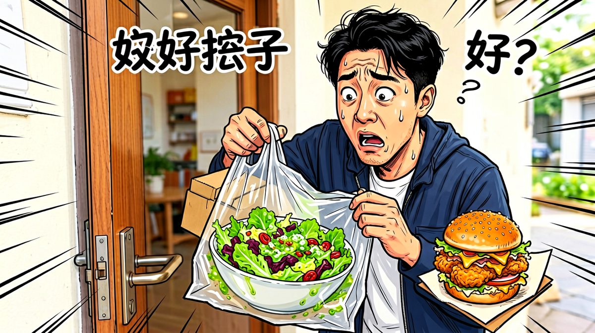 骑手送餐上门：您的沙拉，请签收