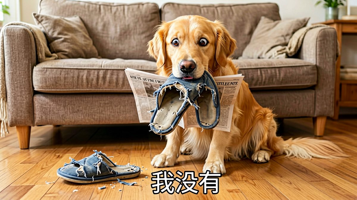 狗：这只拖鞋它自己长腿跑过去的