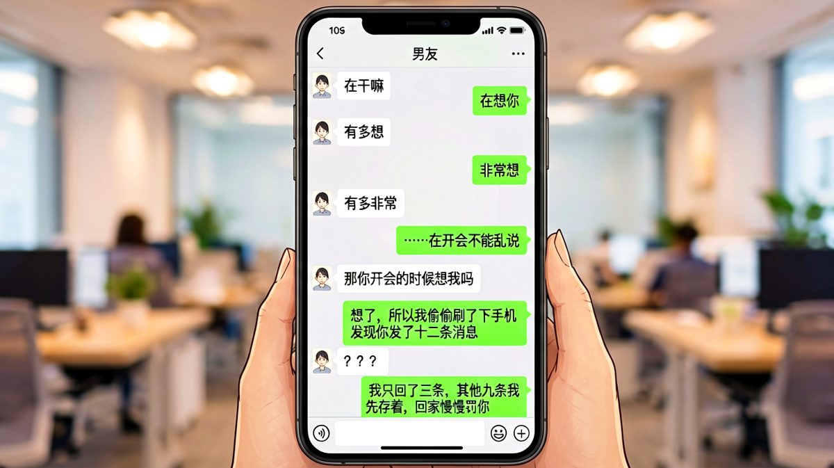 开会摸鱼被抓包，反向教育女朋友