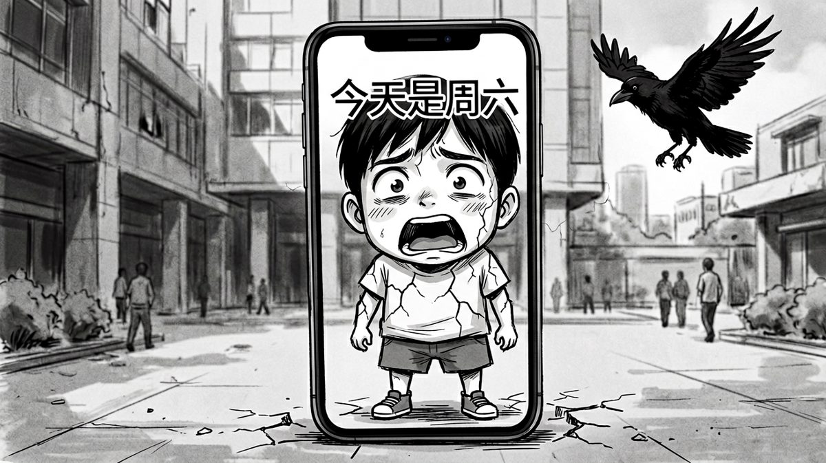第四格：到公司才发现——原来今天是周六