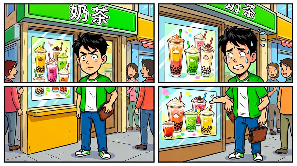 路过奶茶店，内心开始激烈斗争