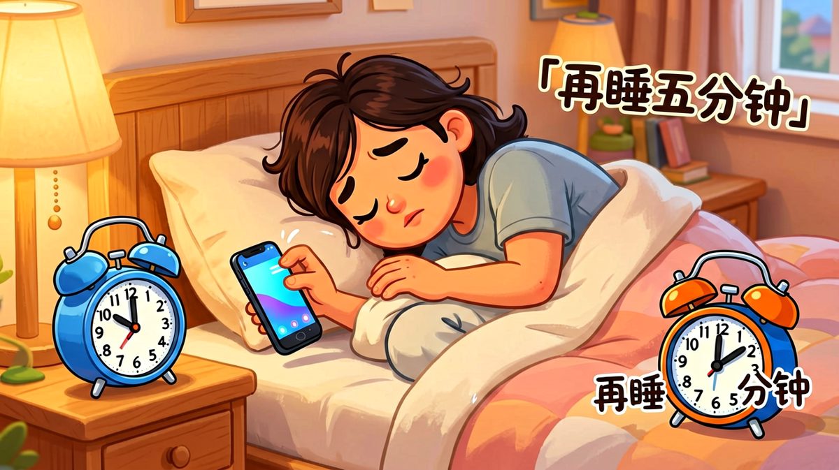 闹钟：再睡五分钟就起来