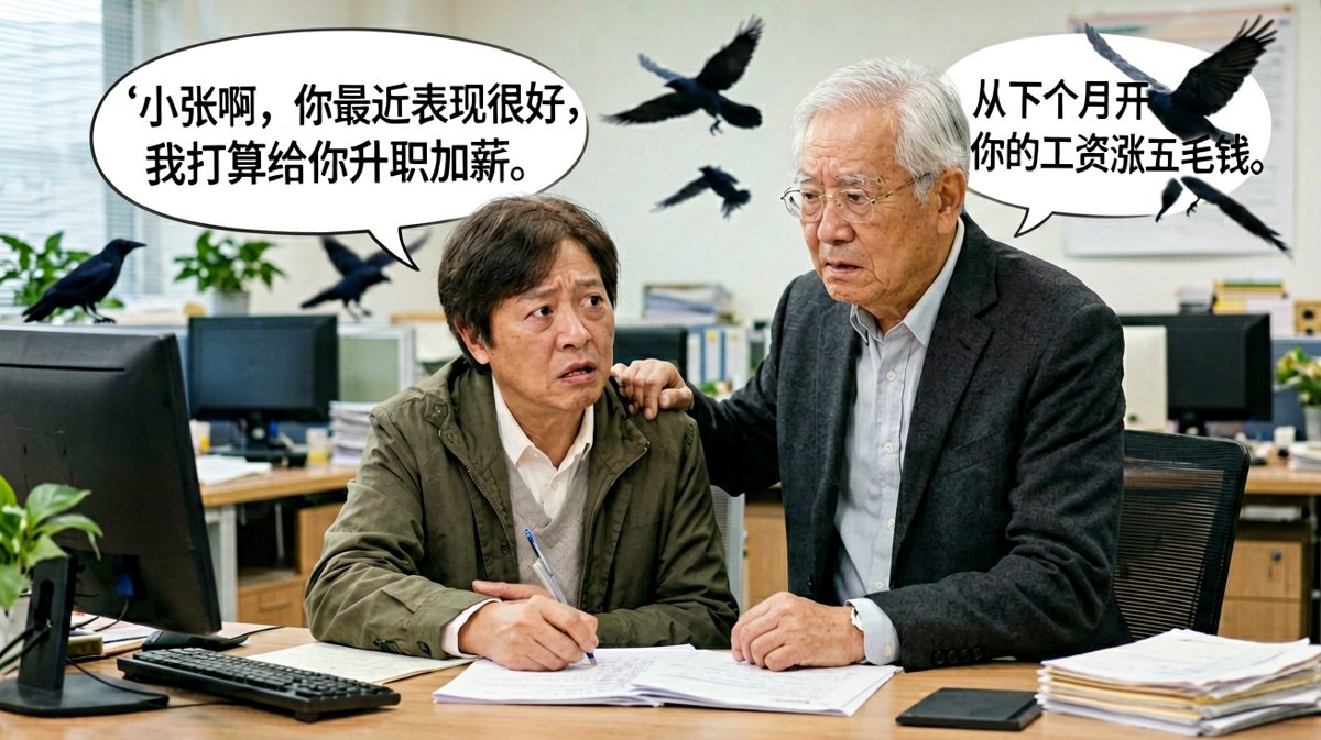 老板的承诺很丰满，五毛钱的涨幅很骨感。