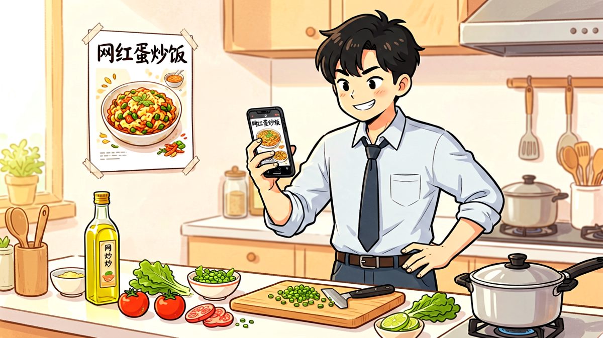 看菜谱时：不就是个蛋炒饭吗，能有多难？