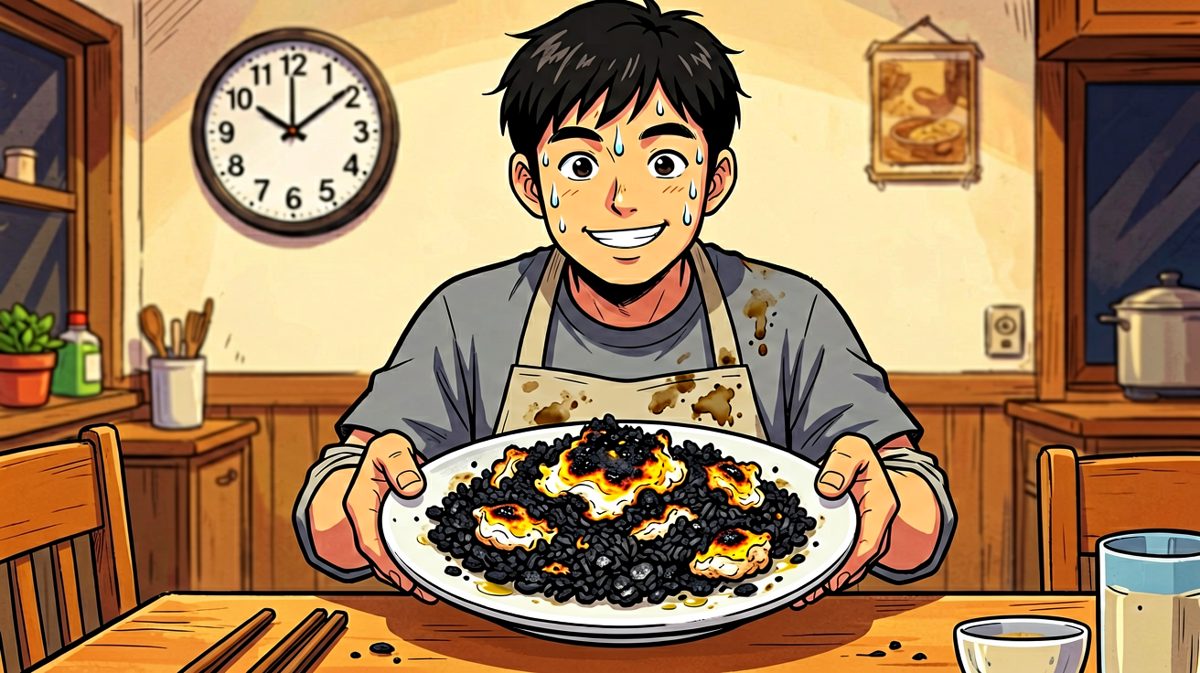 成品出炉：嗯……这是创意暗黑系料理。