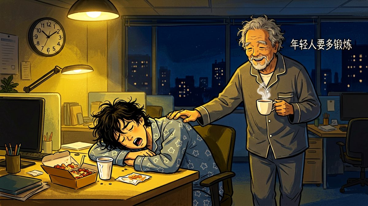 老板说年轻人要多锻炼，员工醒来发现凌晨三点才下班