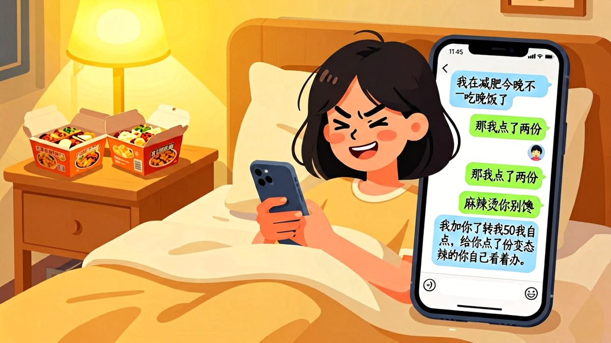 女生嘴上说减肥，反手就让男友买单还给他点了最辣的那份。