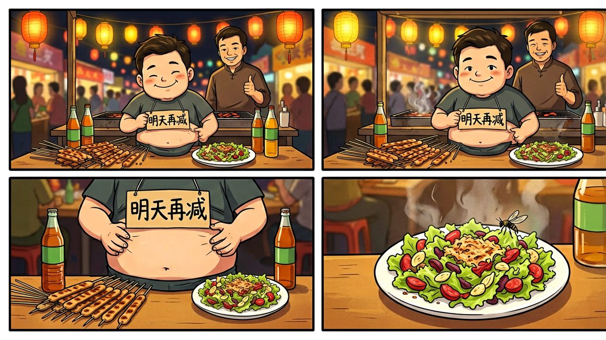 吃饱了才有力气减肥嘛！明天一定！