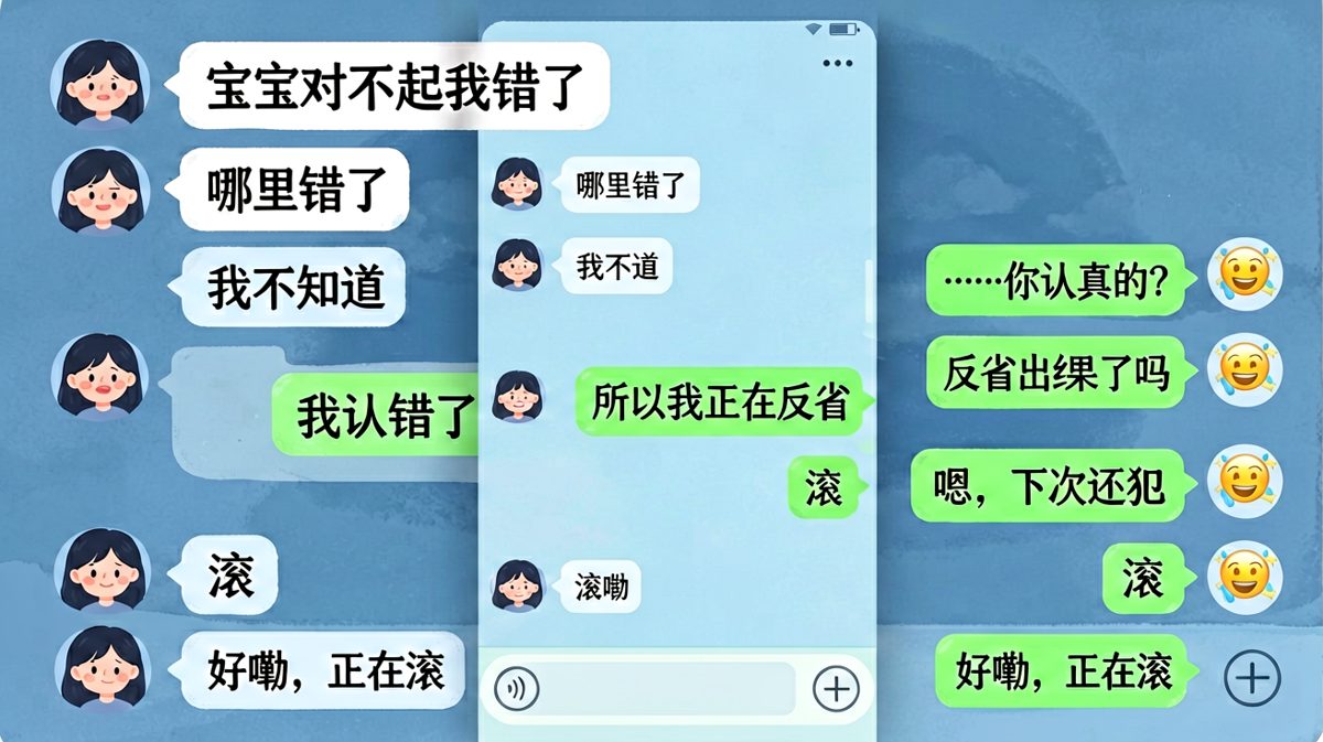 认错态度极其端正，改错决心为零