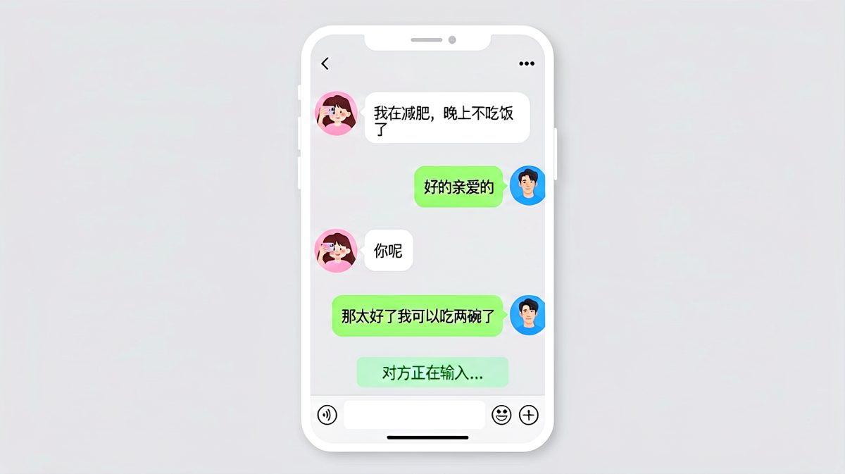 她在减肥他准备干饭，爱的反差就在一瞬间。