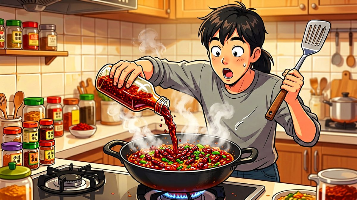 手抖一下，半瓶老干妈全进锅