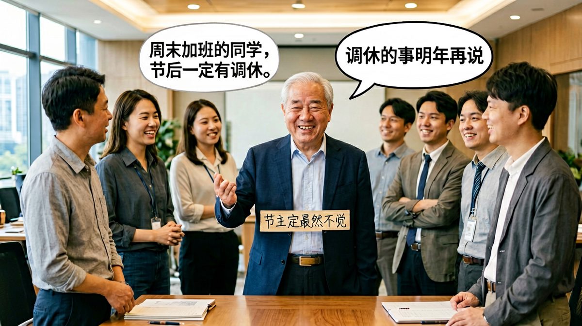 老板说周末加班有调休，我问什么时候调，他说'明年'。