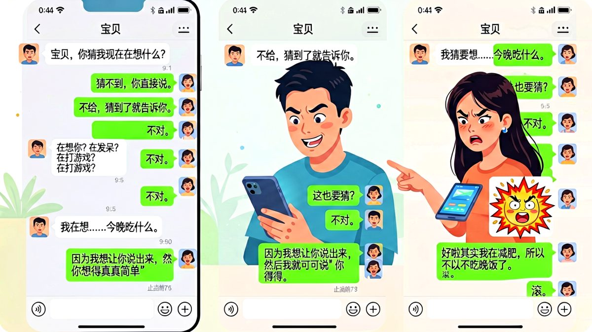 男生用最无辜的表情说最欠揍的话。