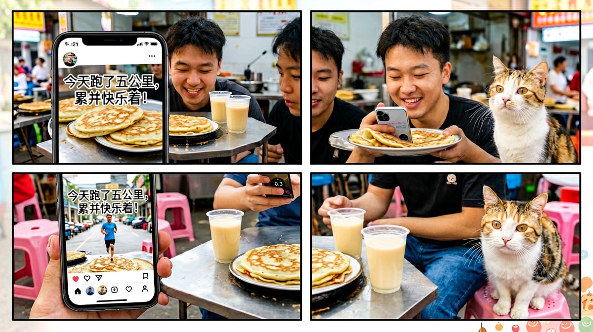 第4格：发完朋友圈，觉得自己今天又自律了一回