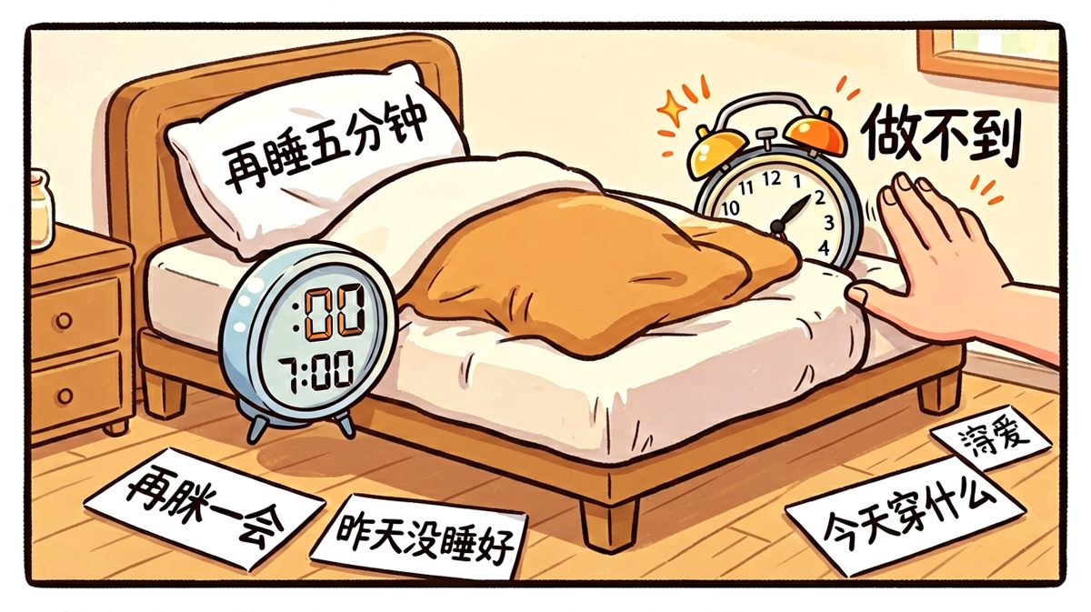 我和床之间，是一道跨越不过去的鸿沟。