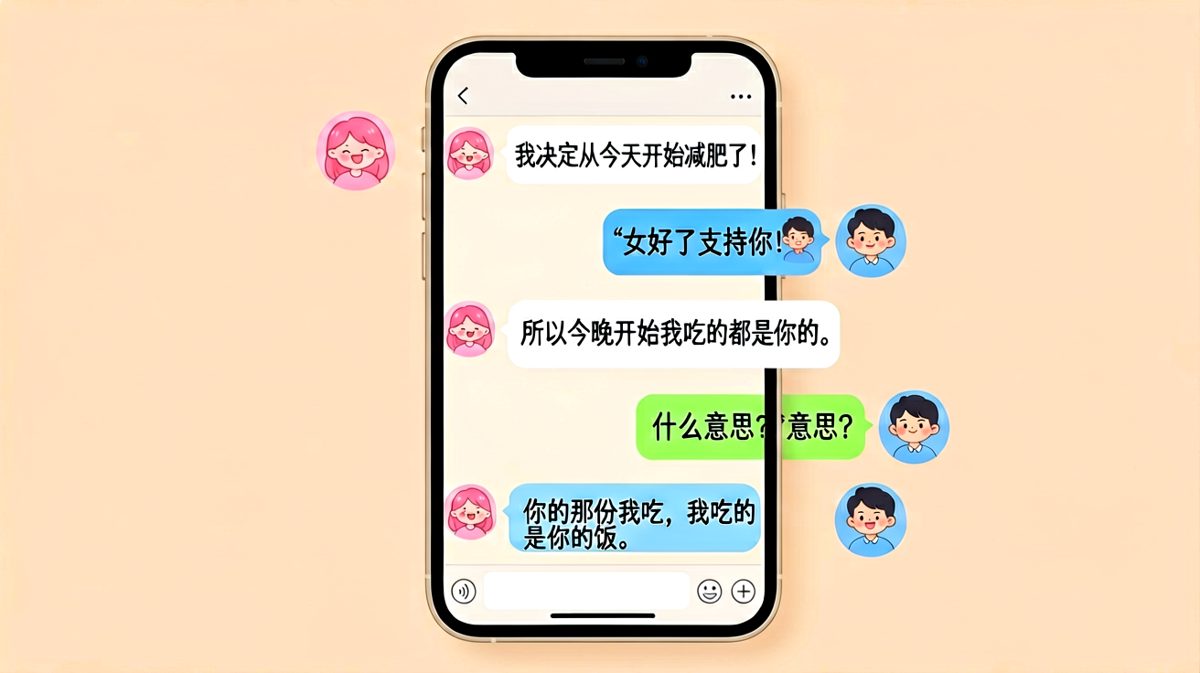 女友说减肥，结果是要吃掉男友那份饭。