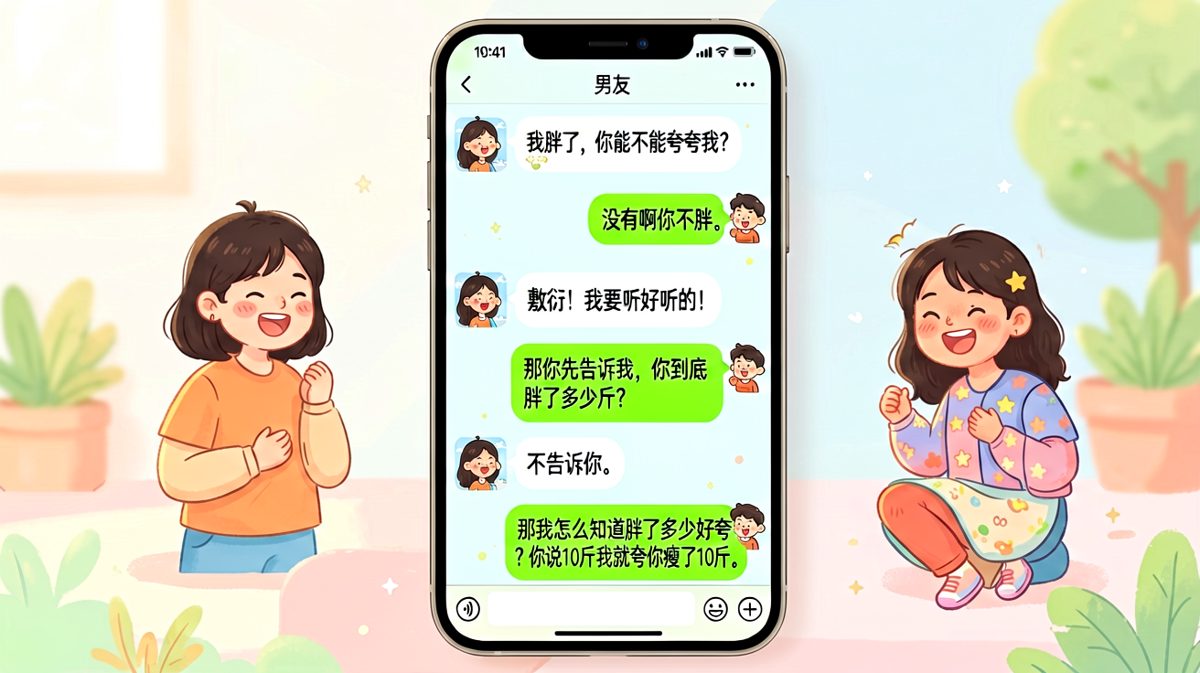 男友的夸奖逻辑，让女友彻底无语。