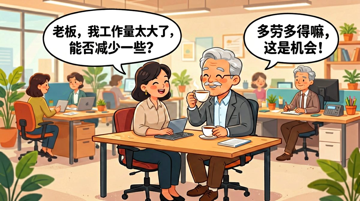 员工抱怨工作量大，老板说多劳多得，反转是老板自己轻松没事干。