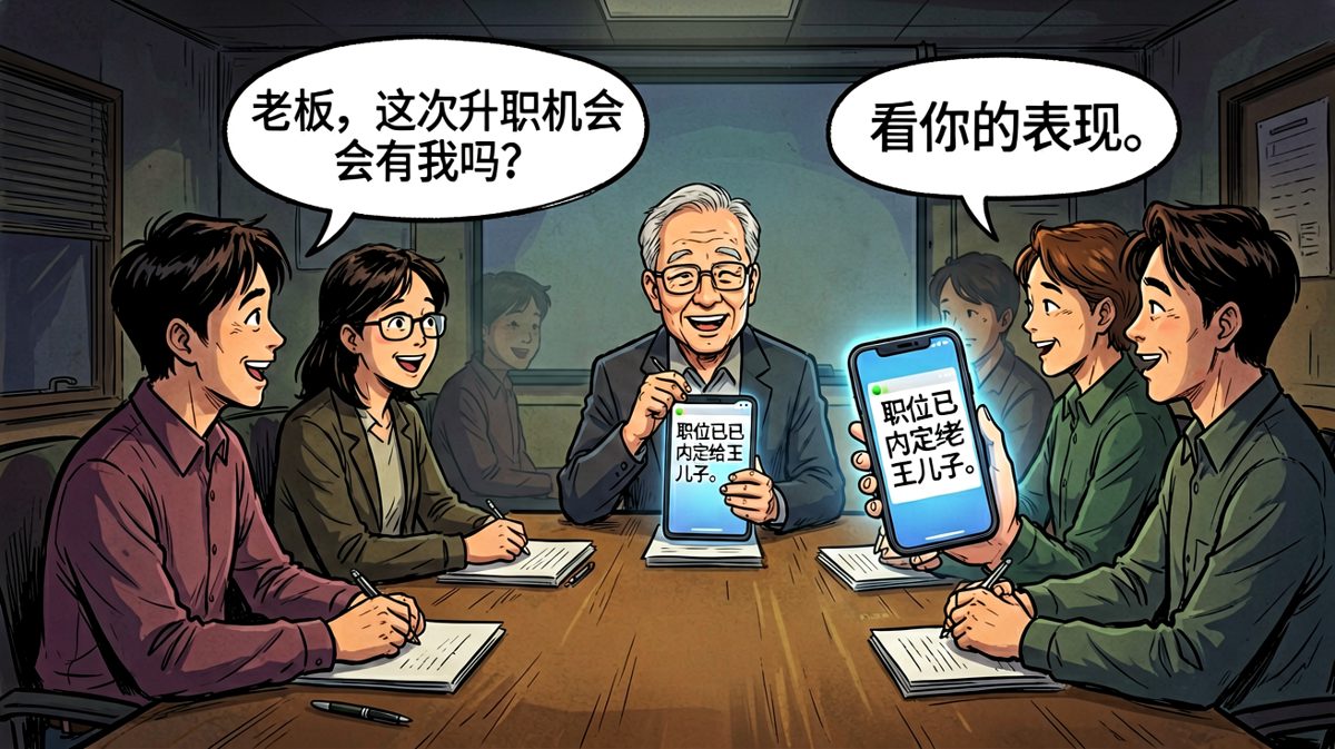 员工问升职机会，老板说看表现，反转是职位早已内定。