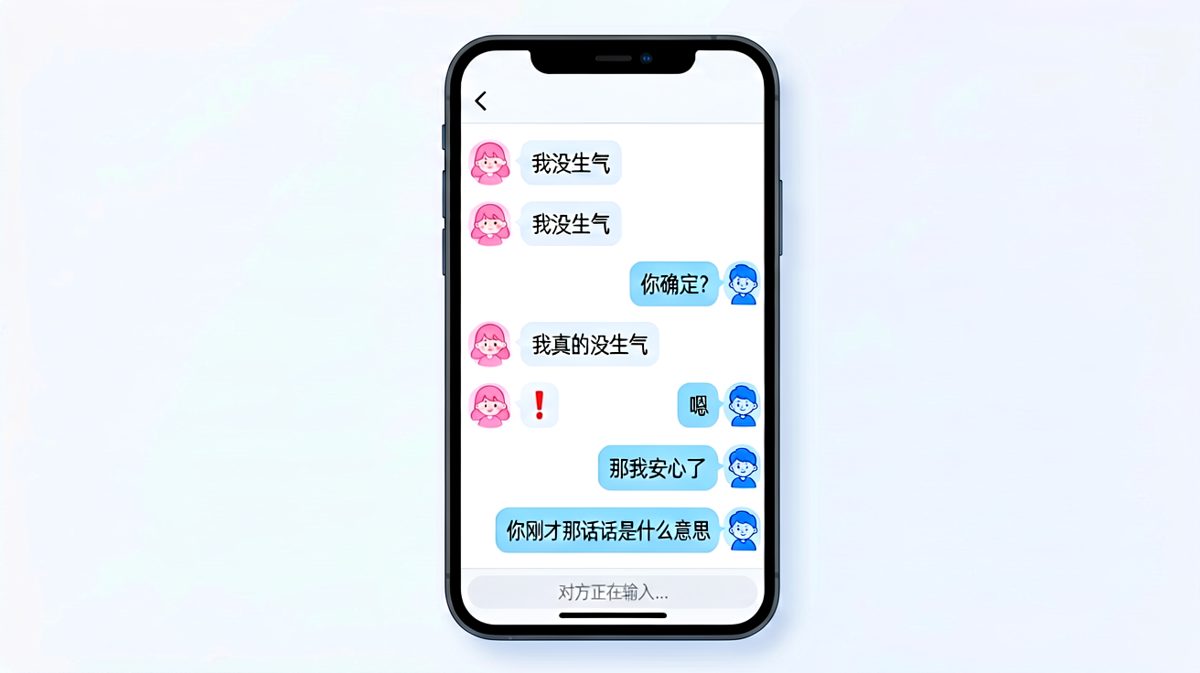 「我没生气」翻译过来等于「快来哄我」。