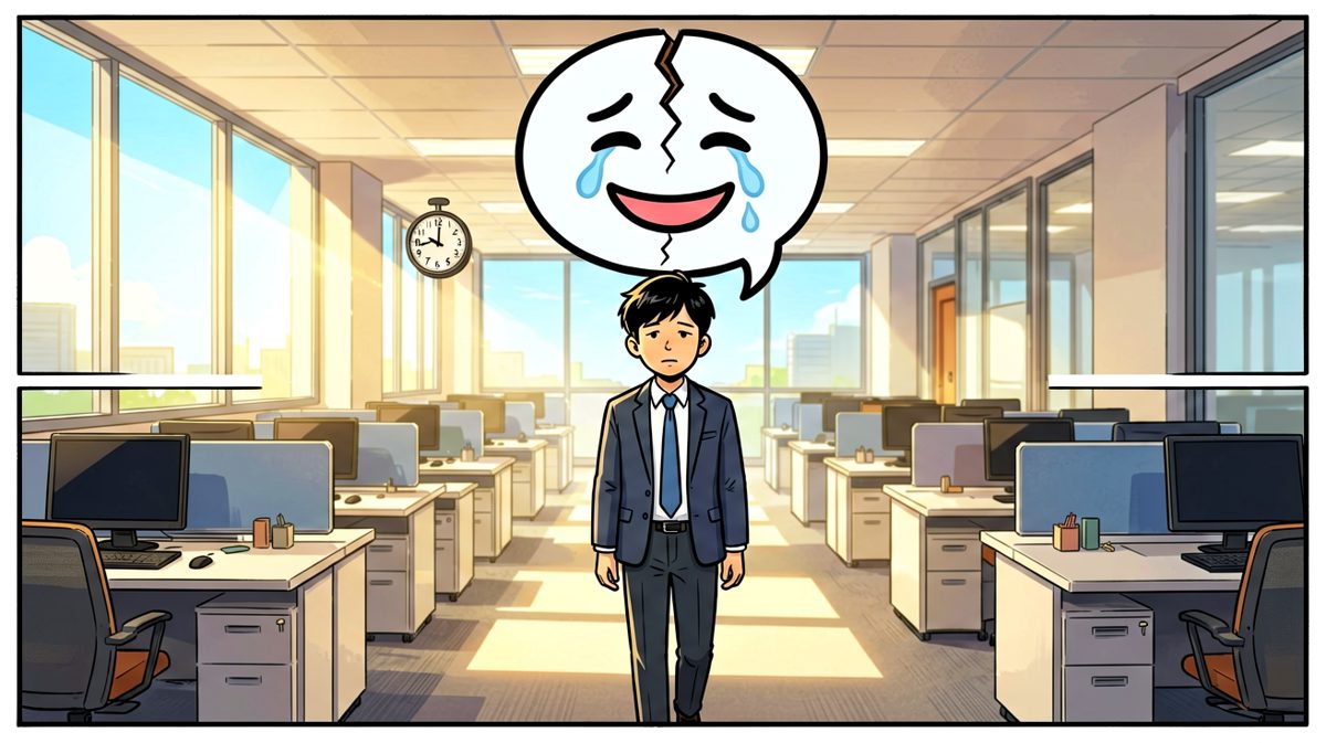 主角站在空无一人的公司里， realizes 一切都晚了