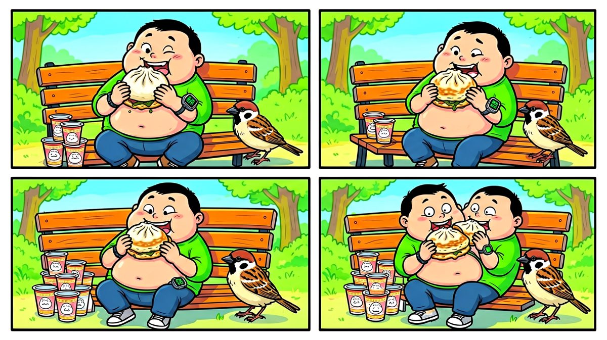 三分钟的跑步换来了三小时的美食，主角圆满地放弃了。