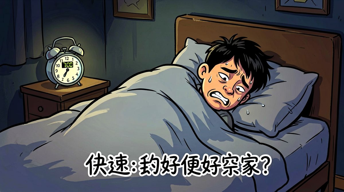 第一格：闹钟响起，主角与被子展开拉锯战