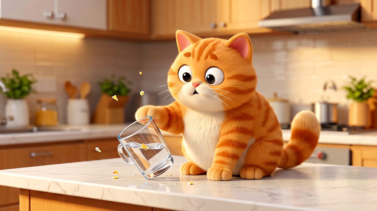 猫咪：不是我弄的，是杯子先动的手！