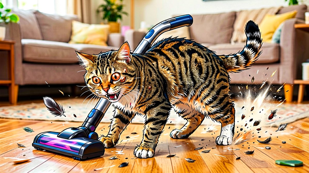 猫咪：这铁怪兽又来啦！救命啊——