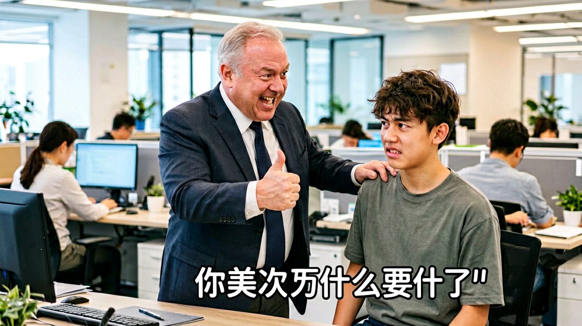老板当众夸我：'小李，你这个加班精神值得我们学习！'——因为我连续三天迟到早退，他居然是在夸我'准时下班'