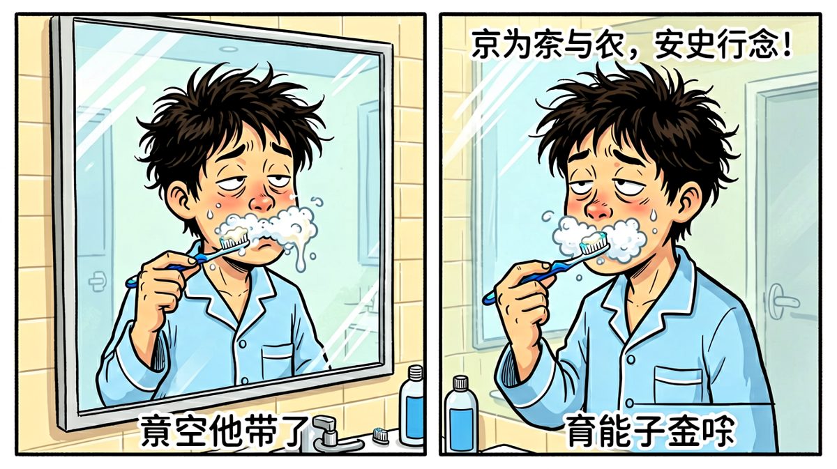 刷牙时还在梦游状态