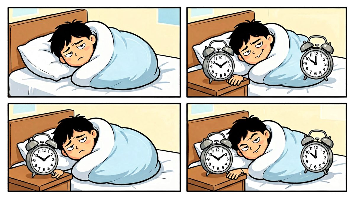 手指刚碰到闹钟的瞬间，脑子一热，又躺回去了……
