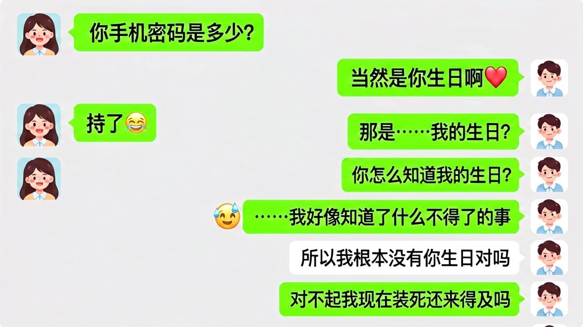 男生用女生生日当手机密码，结果发现女生根本不知道他的生日