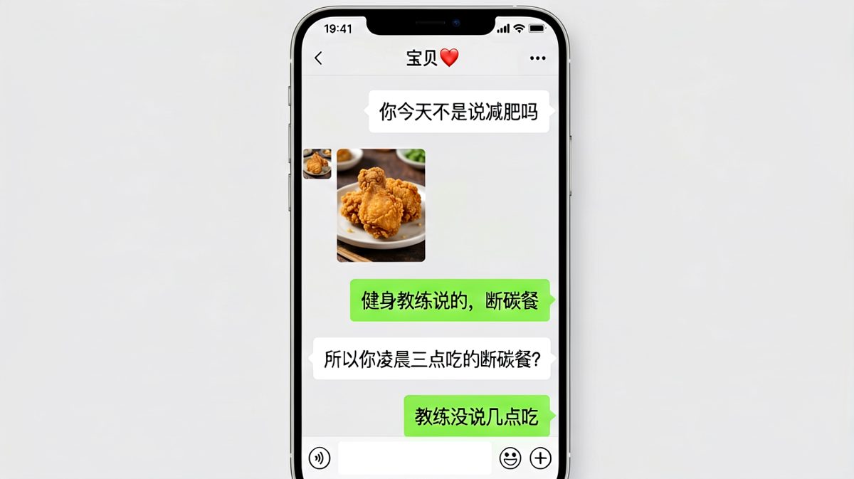 男友深夜吃炸鸡还理直气壮说是'断碳餐'，被女友追问到无言以对的神反转。